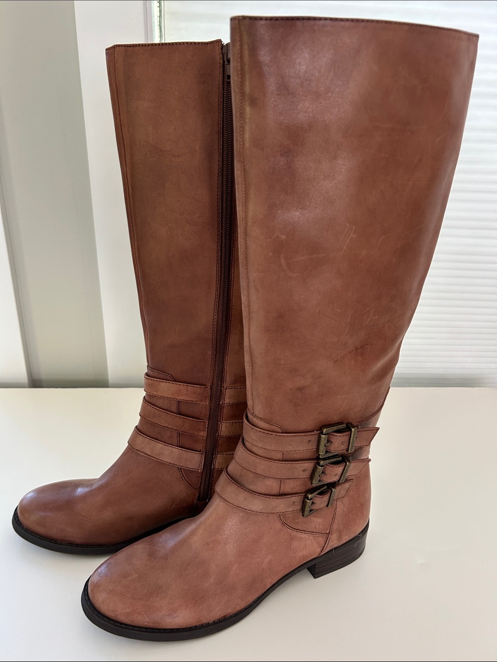 INC International Concepts Brown Over-the-Knee Buckle Boots